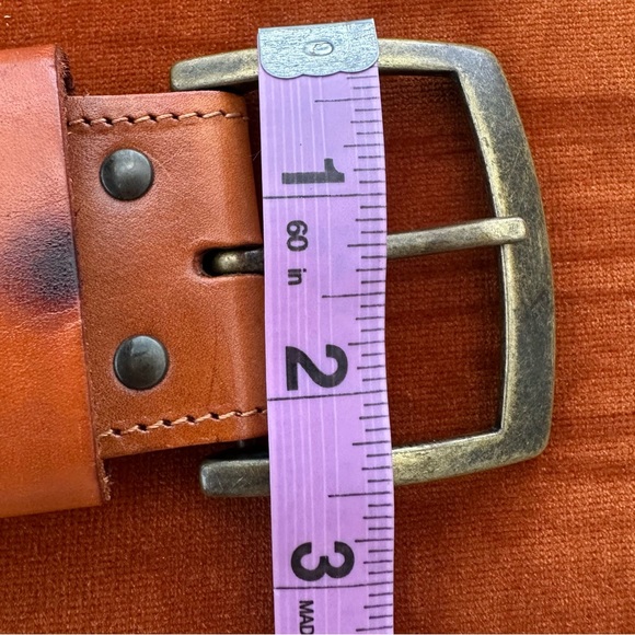 Vintage NWOT Italian Leather Chain Link Belt With Brass Buckle Brown Shades L XL main image 6